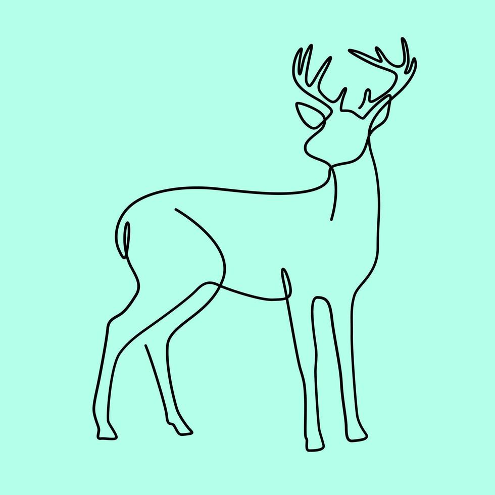 Cute deer line art vector with colorful background free vector