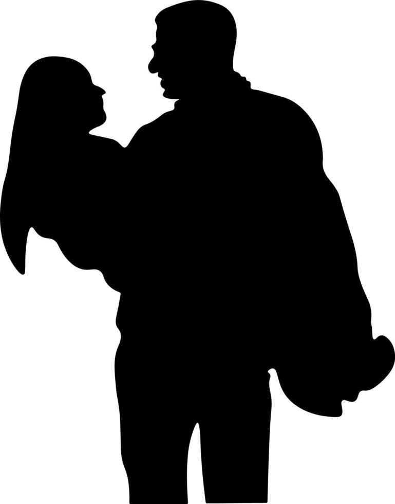 Black and white silhouette couples. Lovers, kiss. Valentine's Day. Vector illustration for website, printing