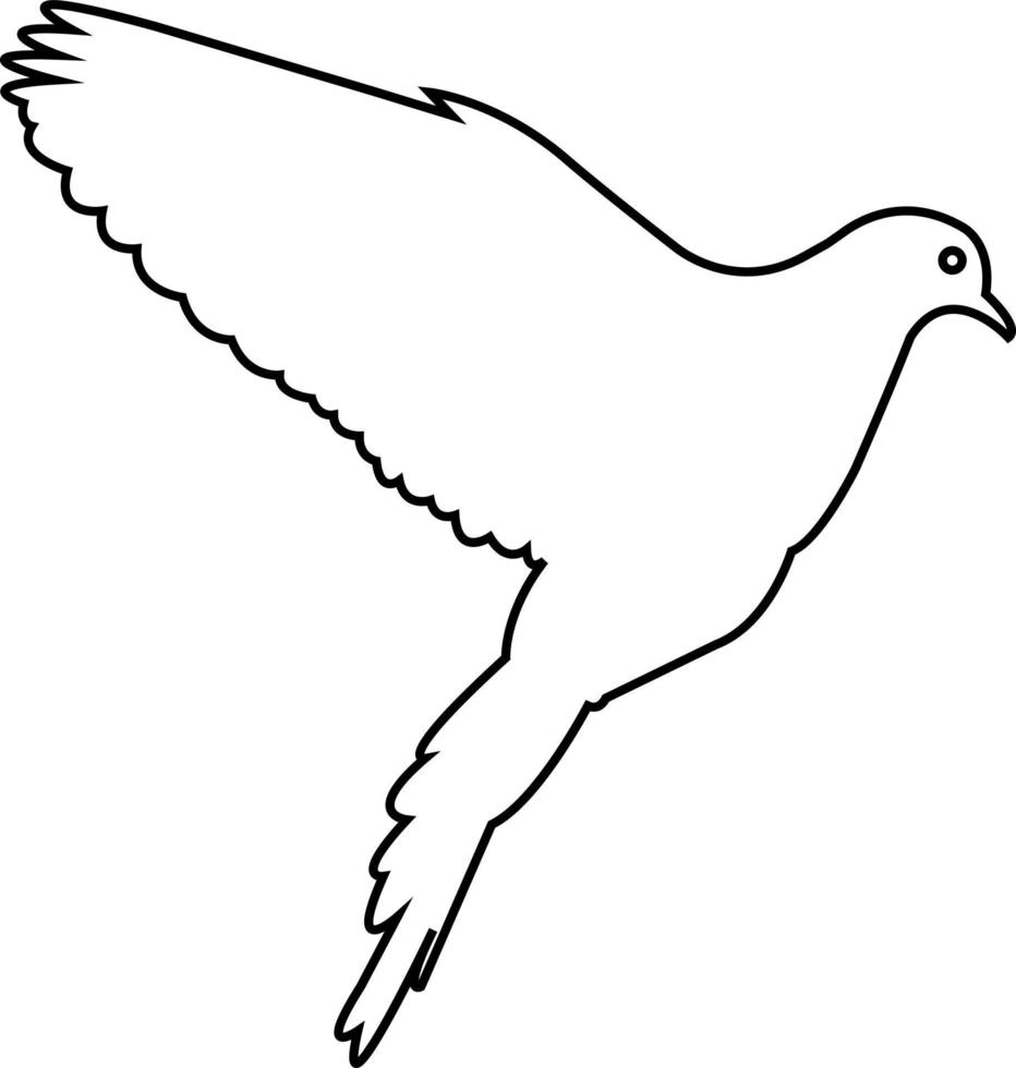 Continuous line drawing of dove symbol of love and piece. Single one line art of shape love and pigeon. vector illustration