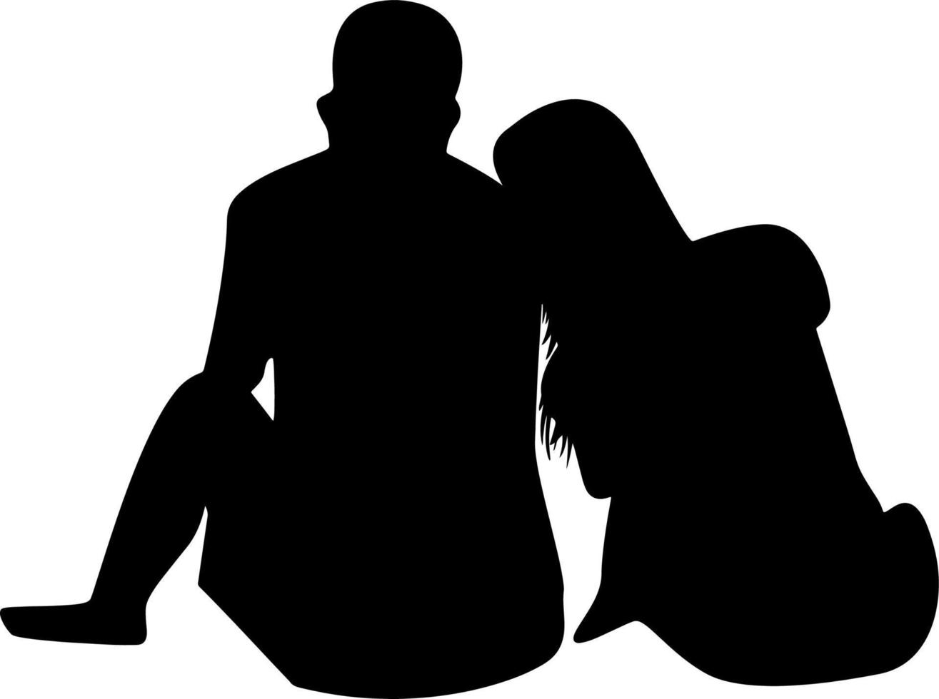 parejas de siluetas en blanco y negro. amantes, beso. día de San Valentín. ilustración vectorial para sitio web, impresión vector