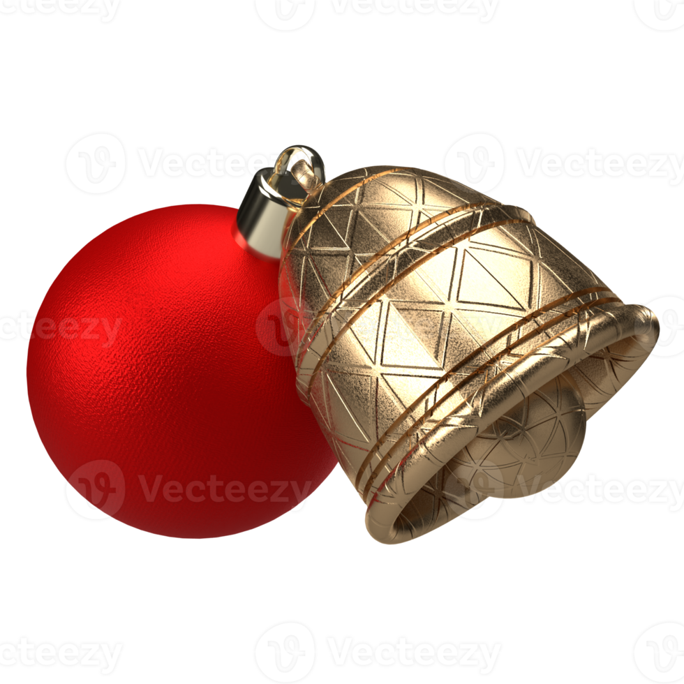 Christmas ball and gold bell png image