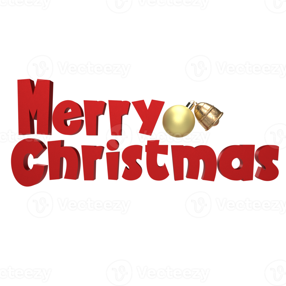 red merry Christmas  3d png image