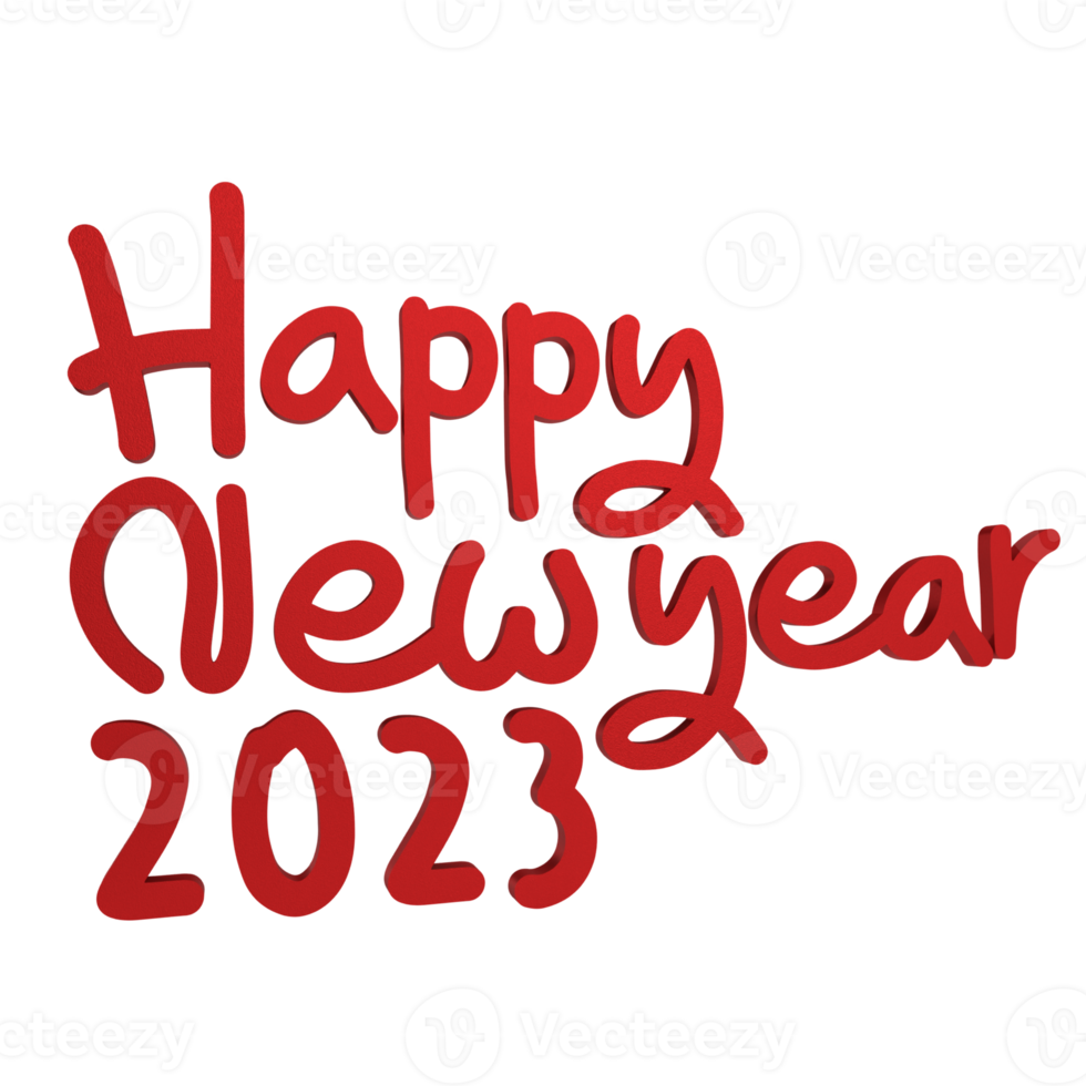 red happy new year 3d png image