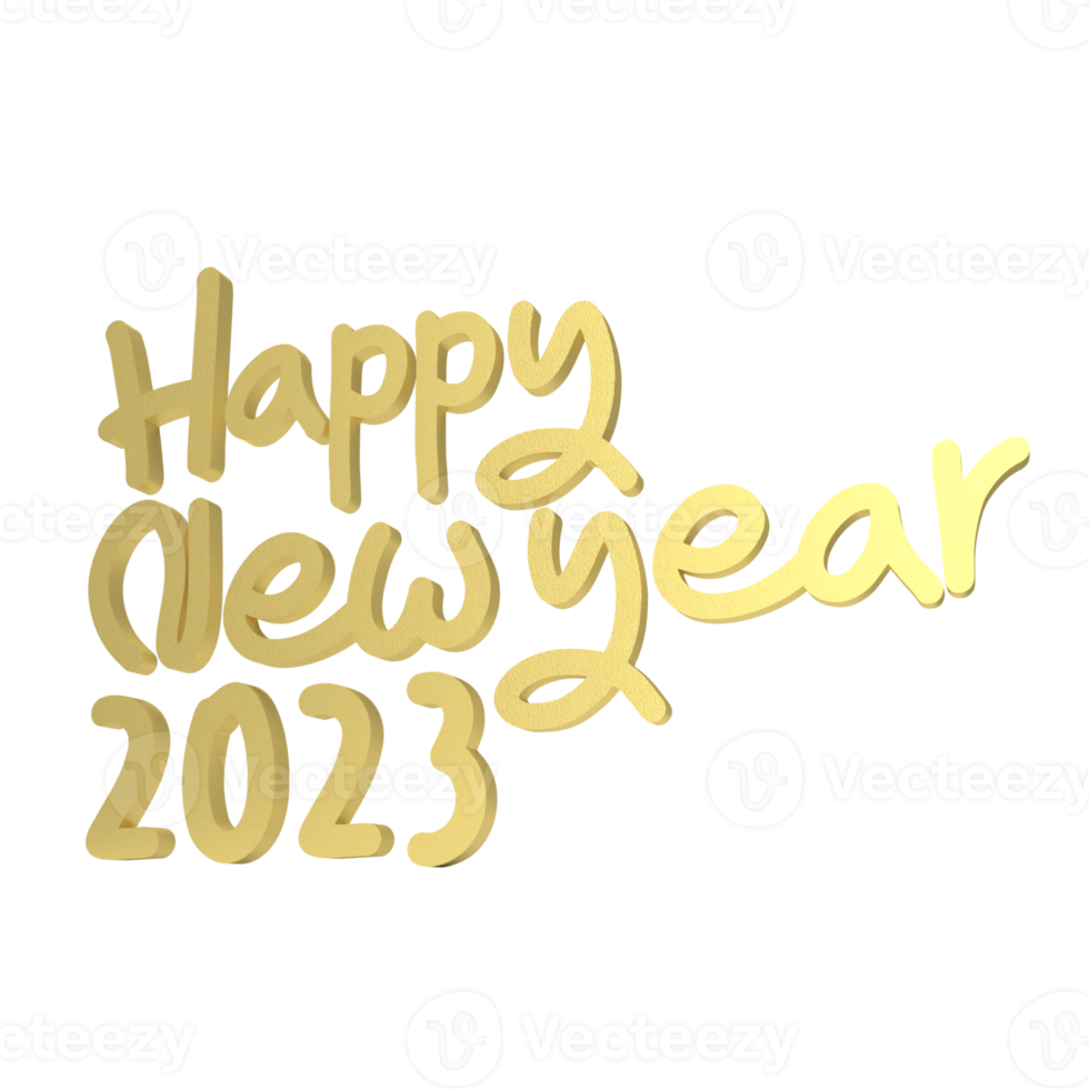 gold happy new year 3d png image