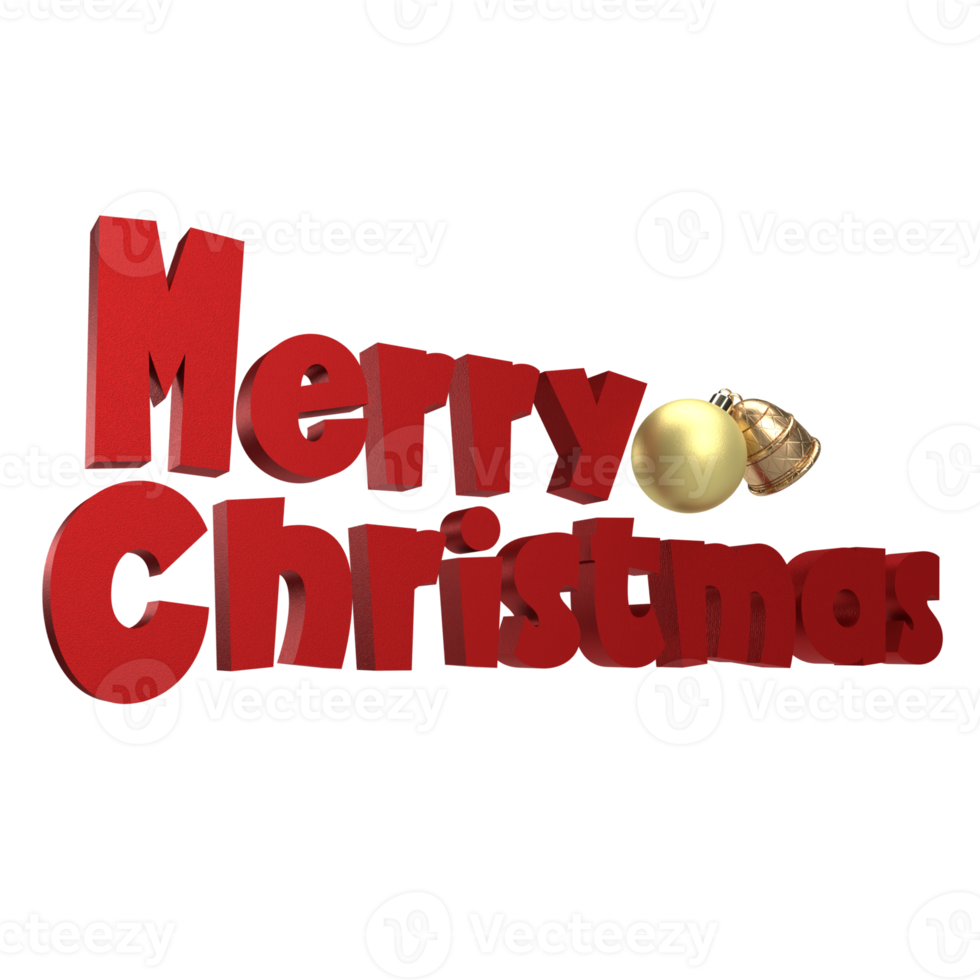 red merry Christmas  3d png image