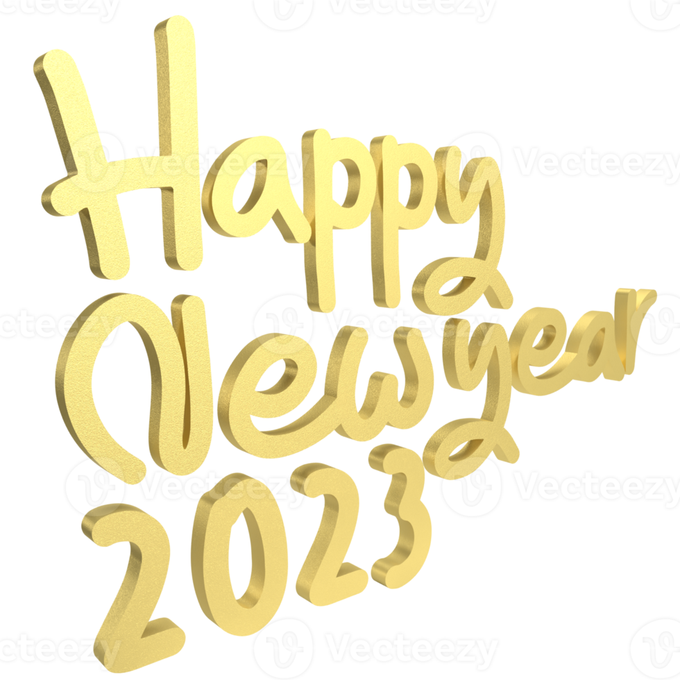 gold happy new year 3d png image