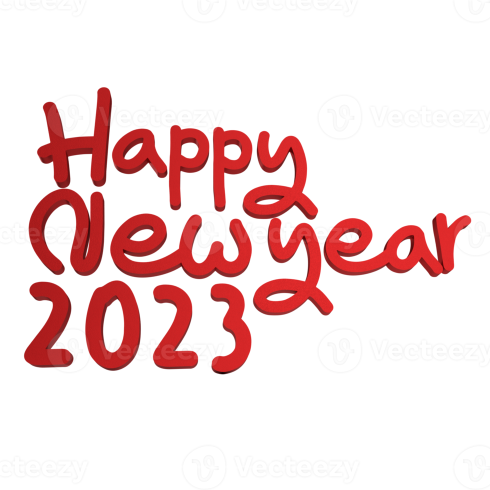 red happy new year 3d png image