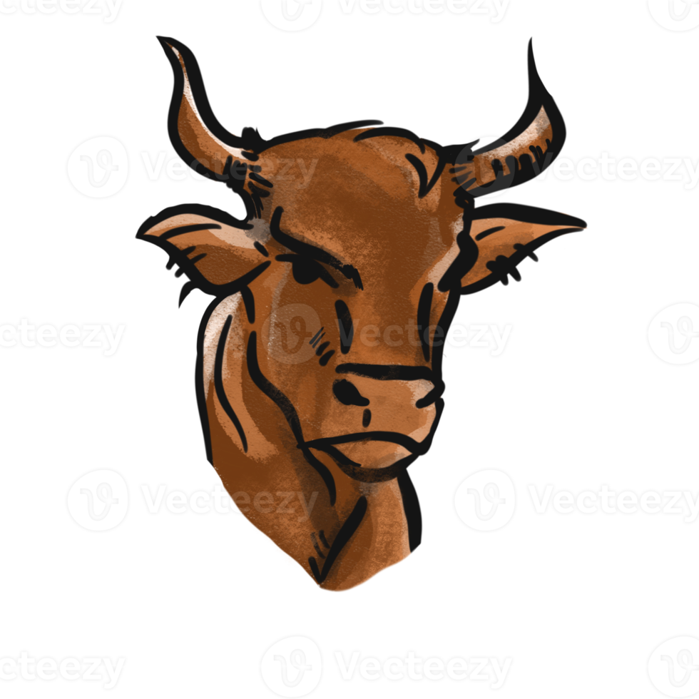 a imagem png de desenho de vaca para logotipo ou conceito de comida