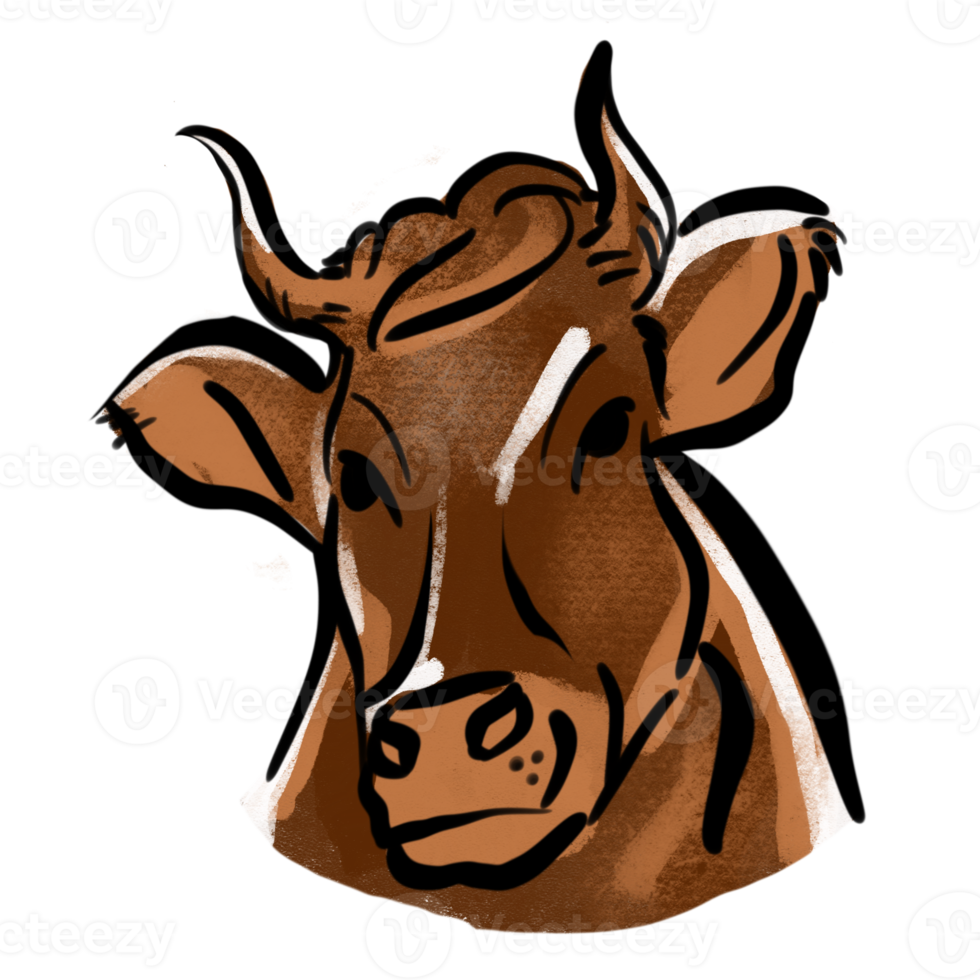 a imagem png de desenho de vaca para logotipo ou conceito de comida