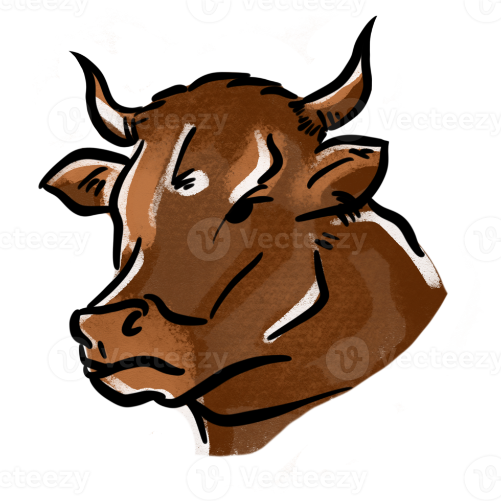 The cow drawing png image for logo or food concept