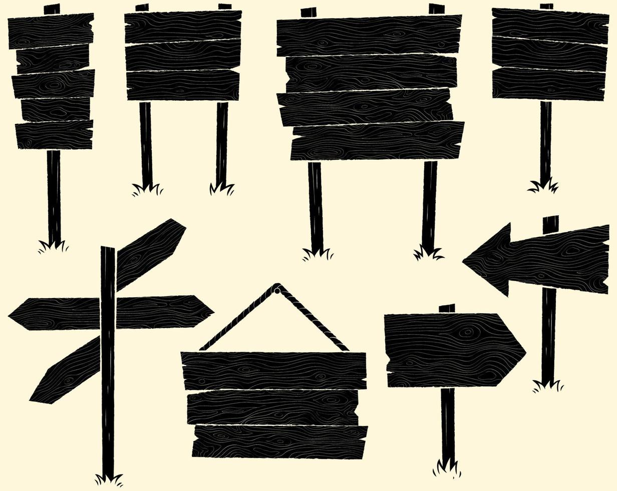 Wooden Signs Set vector