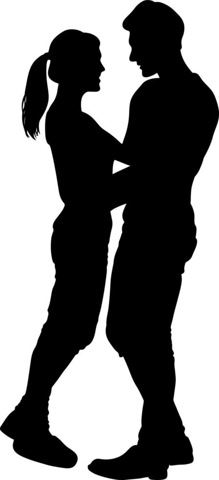 Black and white silhouette couples. Lovers, kiss. Valentine's Day. Vector illustration for website, printing