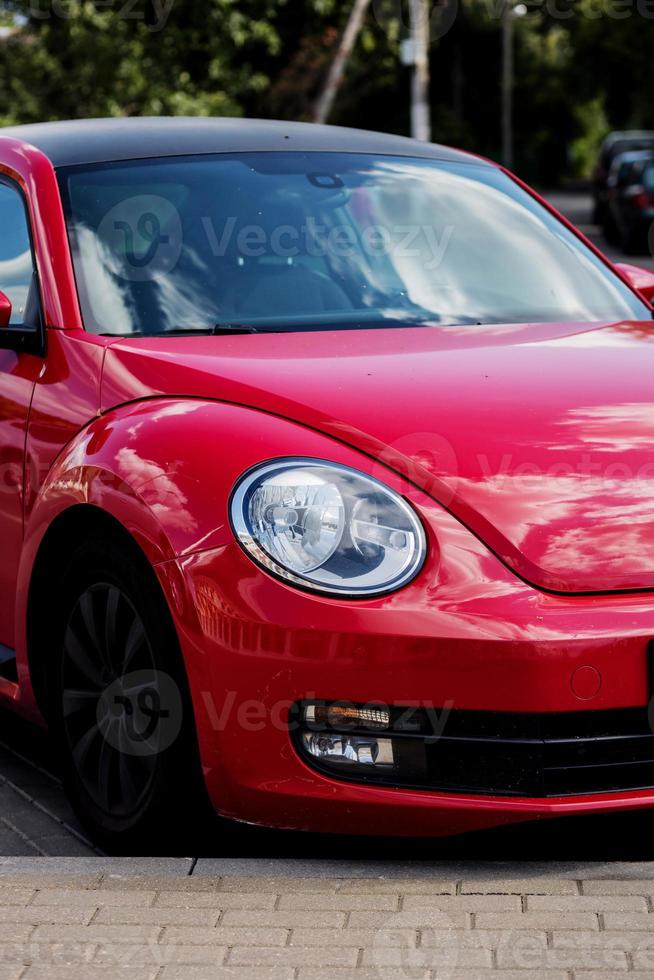 Minsk, Belarus, December 2022 - Red car in city photo