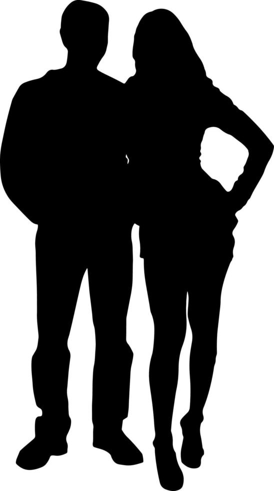 Black and white silhouette couples. Lovers, kiss. Valentine's Day. Vector illustration for website, printing