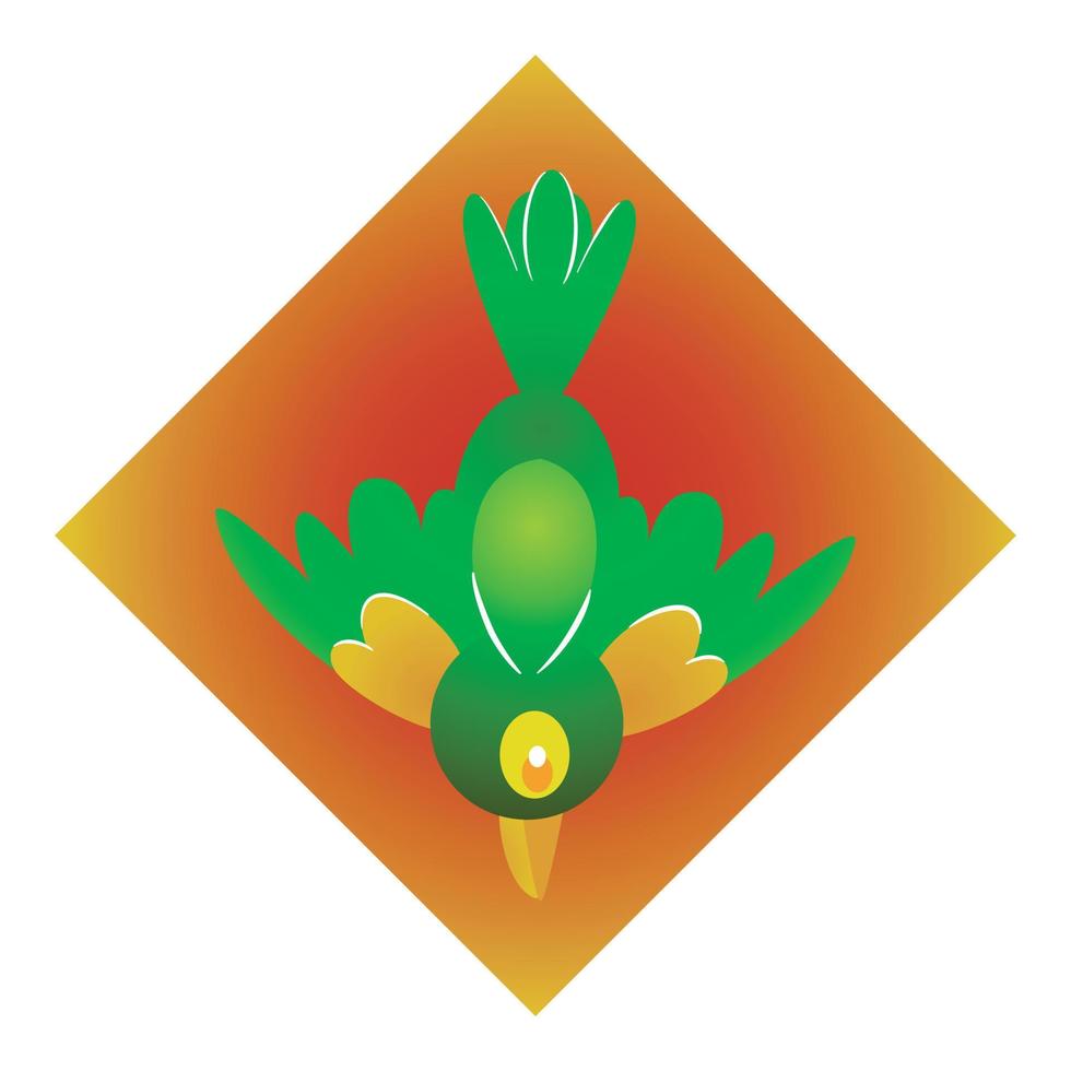 a green bird flew down vector design