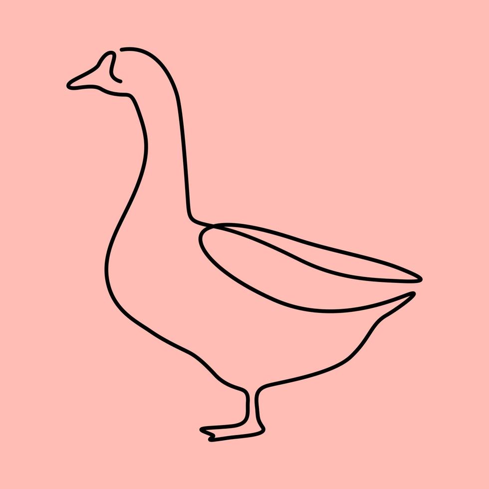 Continuous one line duck art . Continuous line drawing of poultry, domestic animal. Hand drawn minimalism style vector illustration. Free Vector