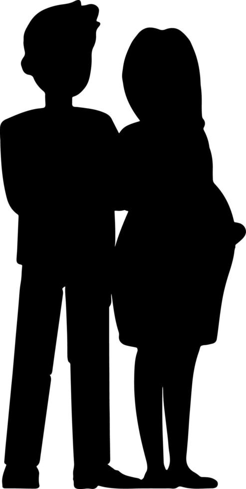 Black and white silhouette couples. Lovers, kiss. Valentine's Day. Vector illustration for website, printing