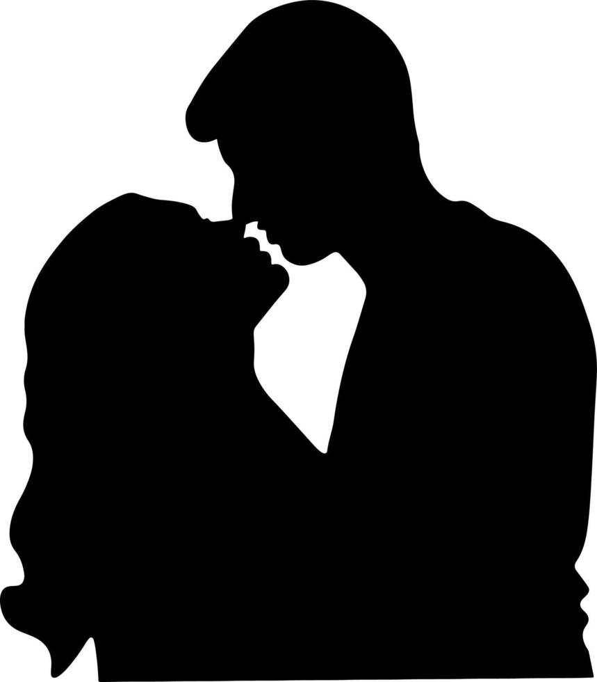 parejas de siluetas en blanco y negro. amantes, beso. día de San Valentín. ilustración vectorial para sitio web, impresión vector