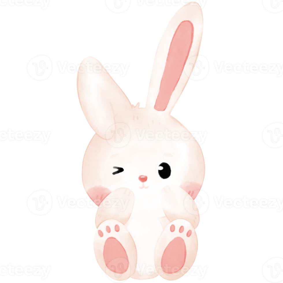 little bunny watercolor illustration png