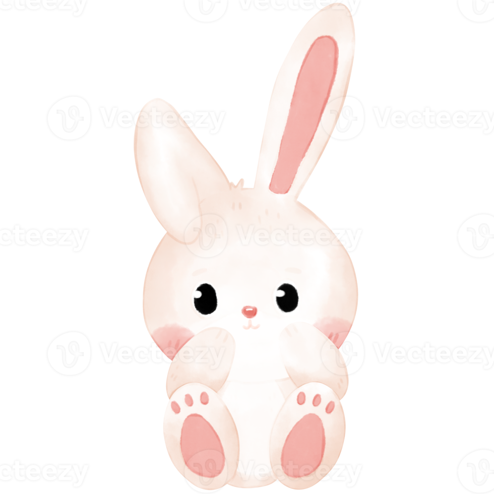 little bunny watercolor illustration png