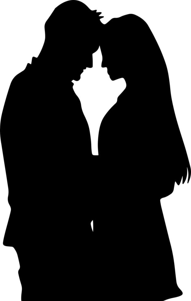 Black and white silhouette couples. Lovers, kiss. Valentine's Day. Vector illustration for website, printing