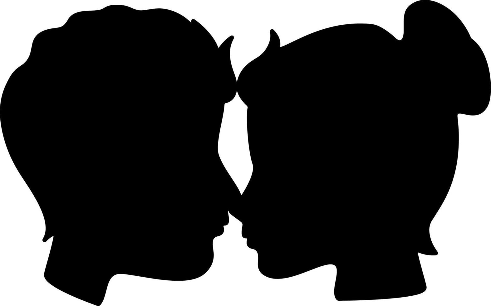 Black and white silhouette couples. Lovers, kiss. Valentine's Day. Vector illustration for website, printing