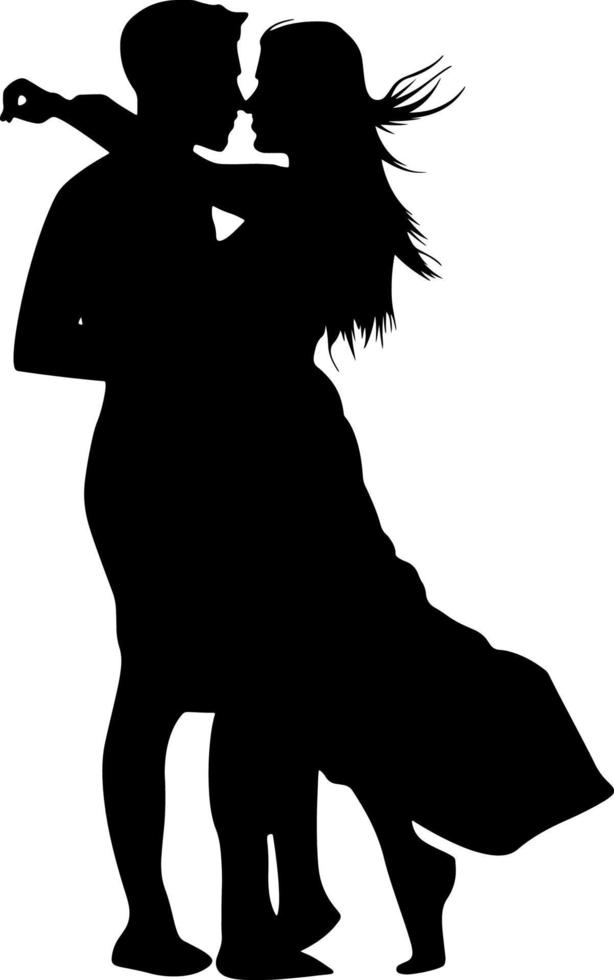 Black and white silhouette couples. Lovers, kiss. Valentine's Day. Vector illustration for website, printing