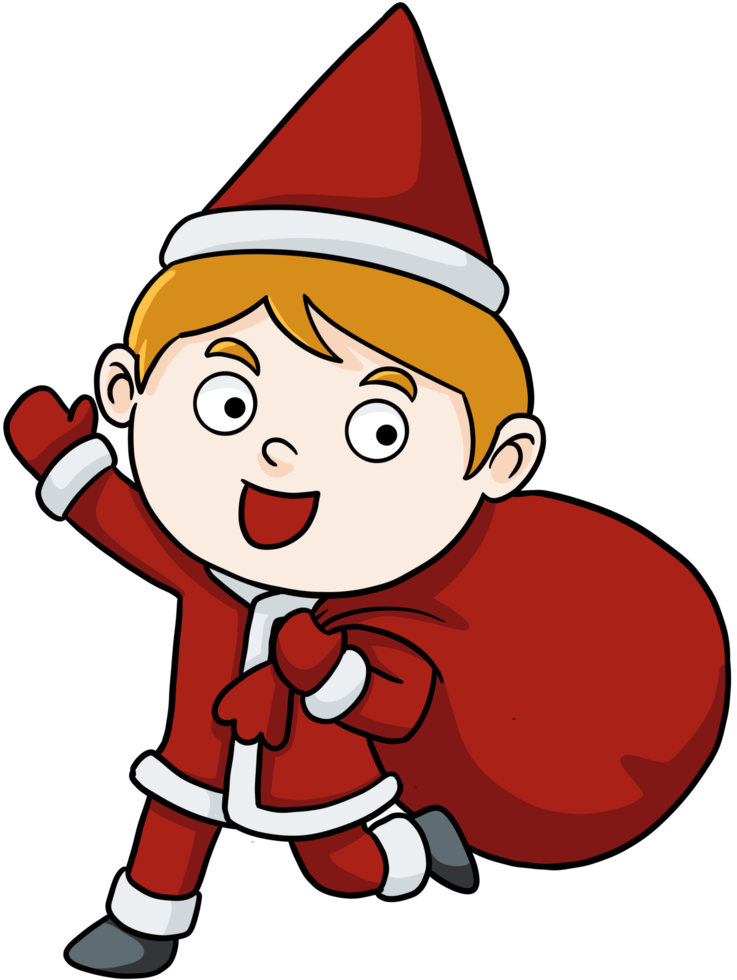 Cute dibujos animados santa boy feliz navidad png