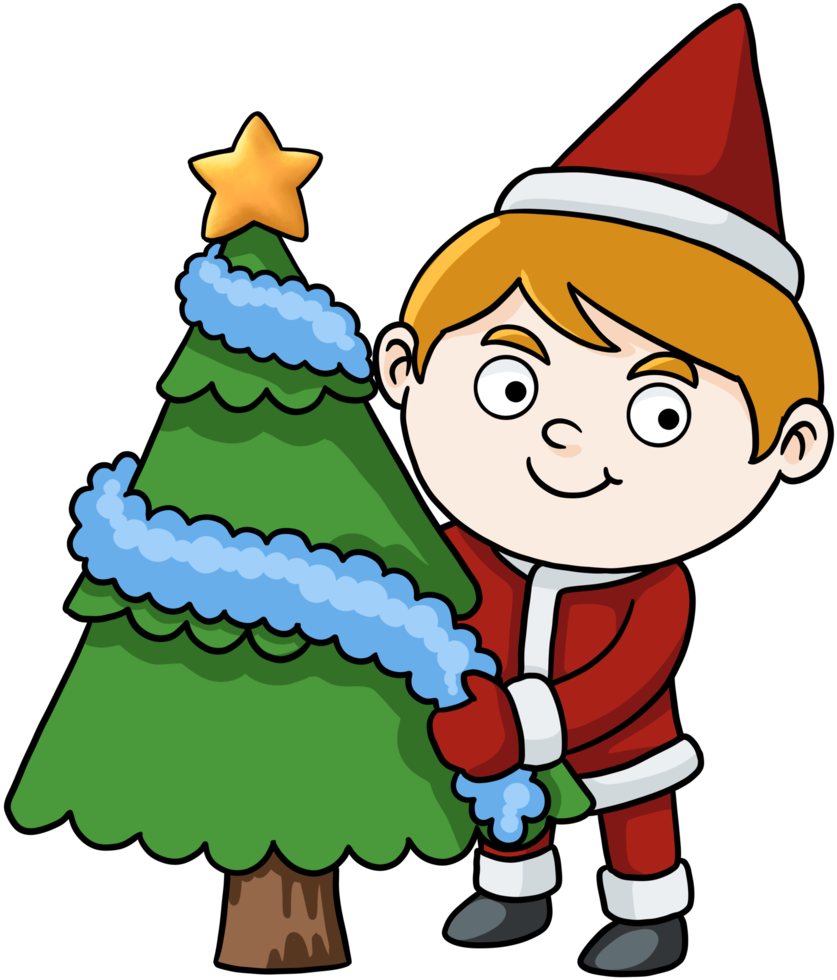 cute cartoon santa boy merry christmas png