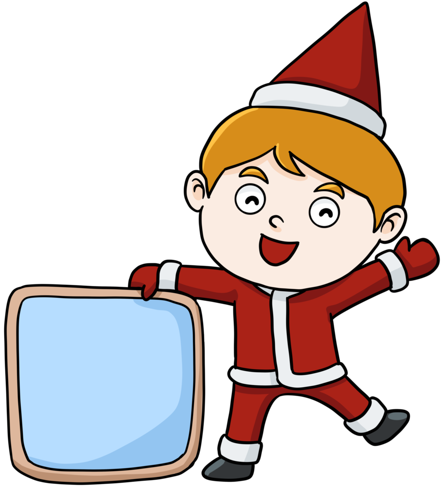 carino cartone animato Santa ragazzo allegro Natale png