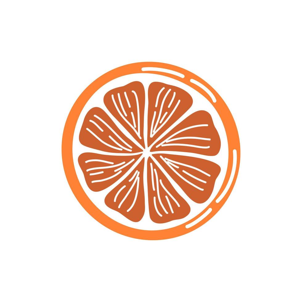 Orange slice isolated on white. Piece of citrus fruit. Hand drawn vector illustration.