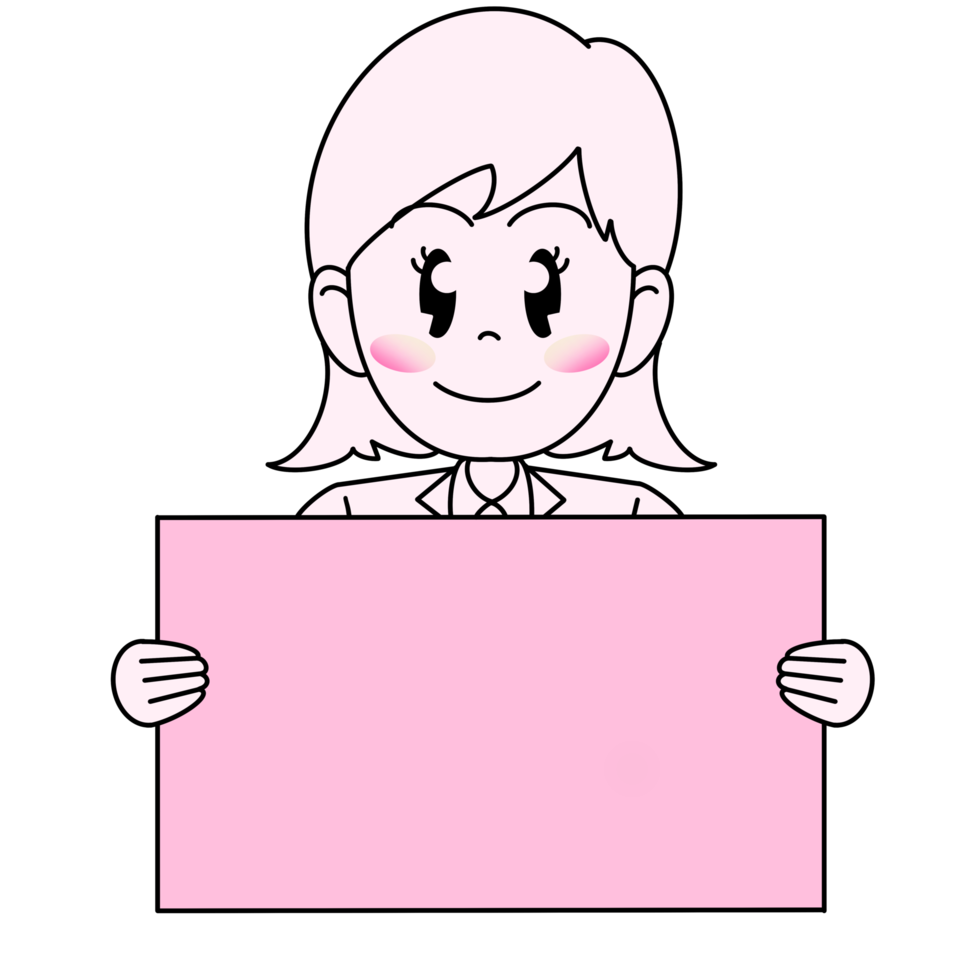 The Happy Girl with Blank Board png