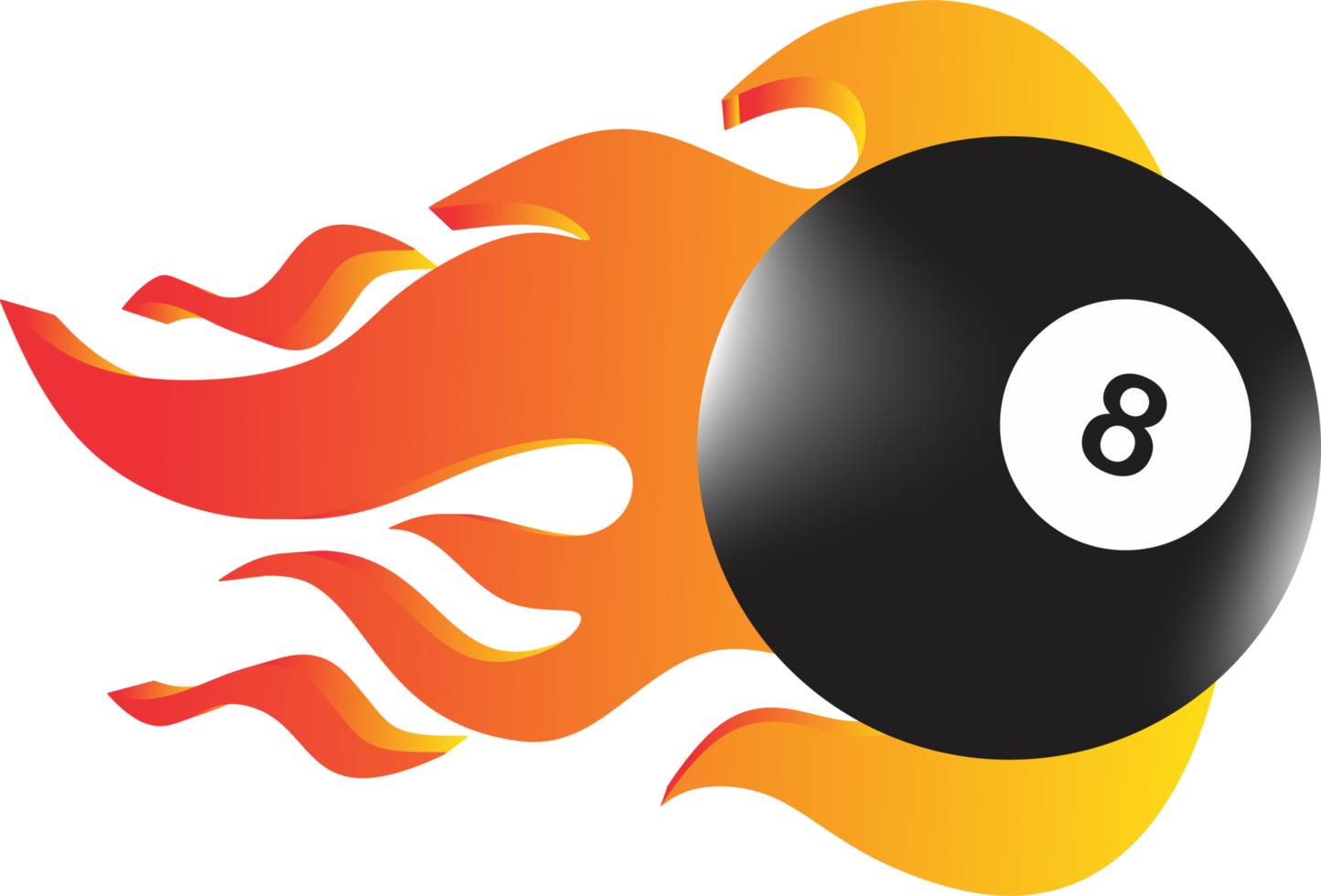 Billiard eight ball flame badge png