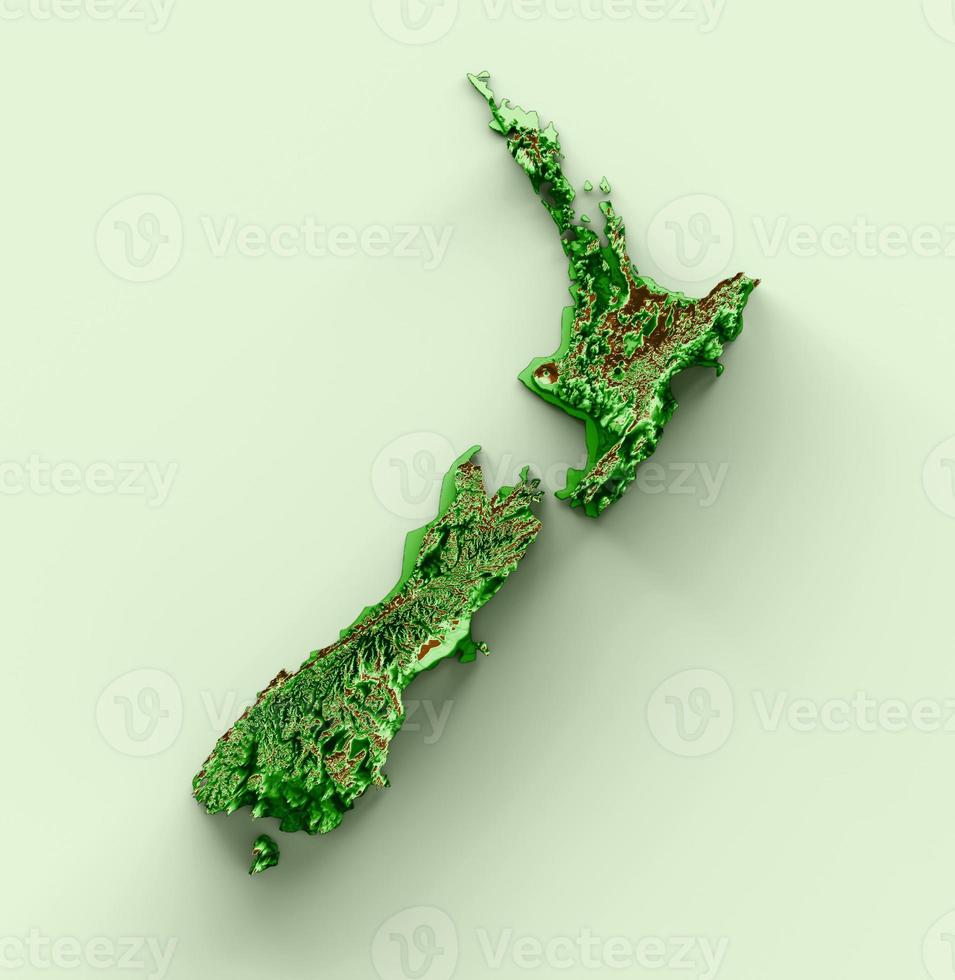 New Zealand Topographic Map 3d realistic map Color 3d illustration photo