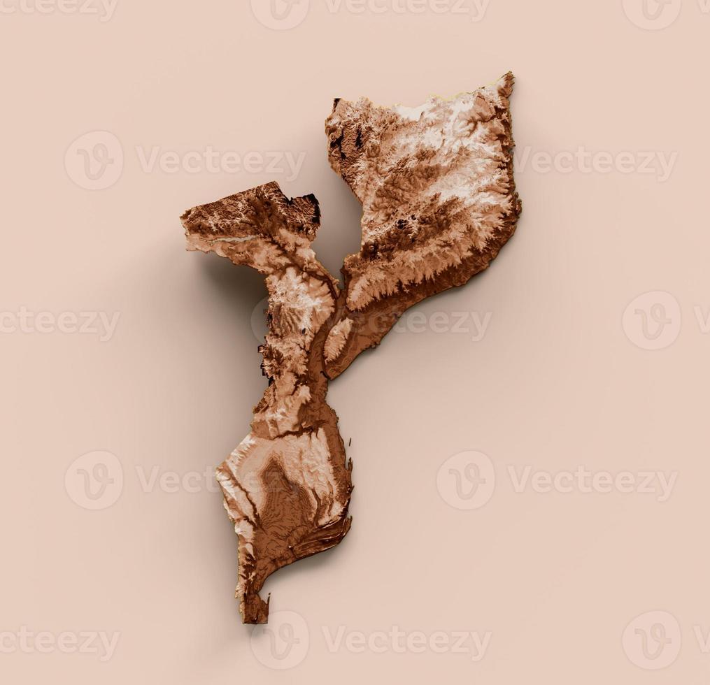 Map of Mozambique in old style, brown graphics in a retro style Vintage Style. High detailed 3d illustration photo