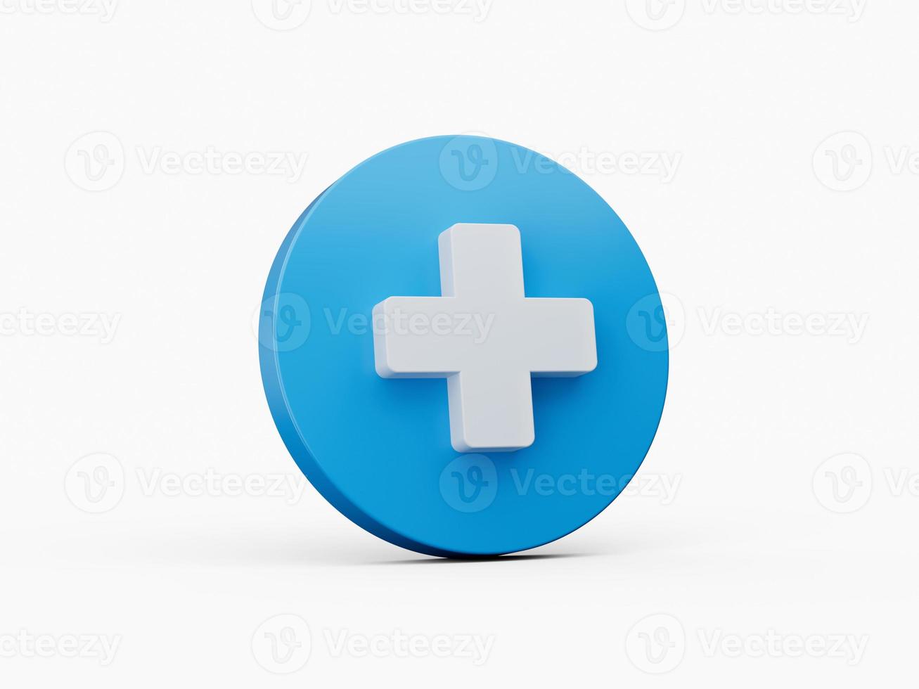 White Plus Icon on blue circle 3d illustration photo