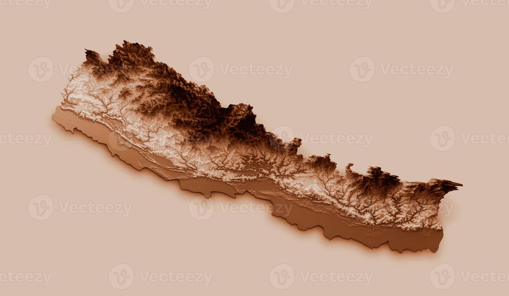 Map of Nepal in old style, brown graphics in a retro style Vintage Style. High detailed 3d illustration photo