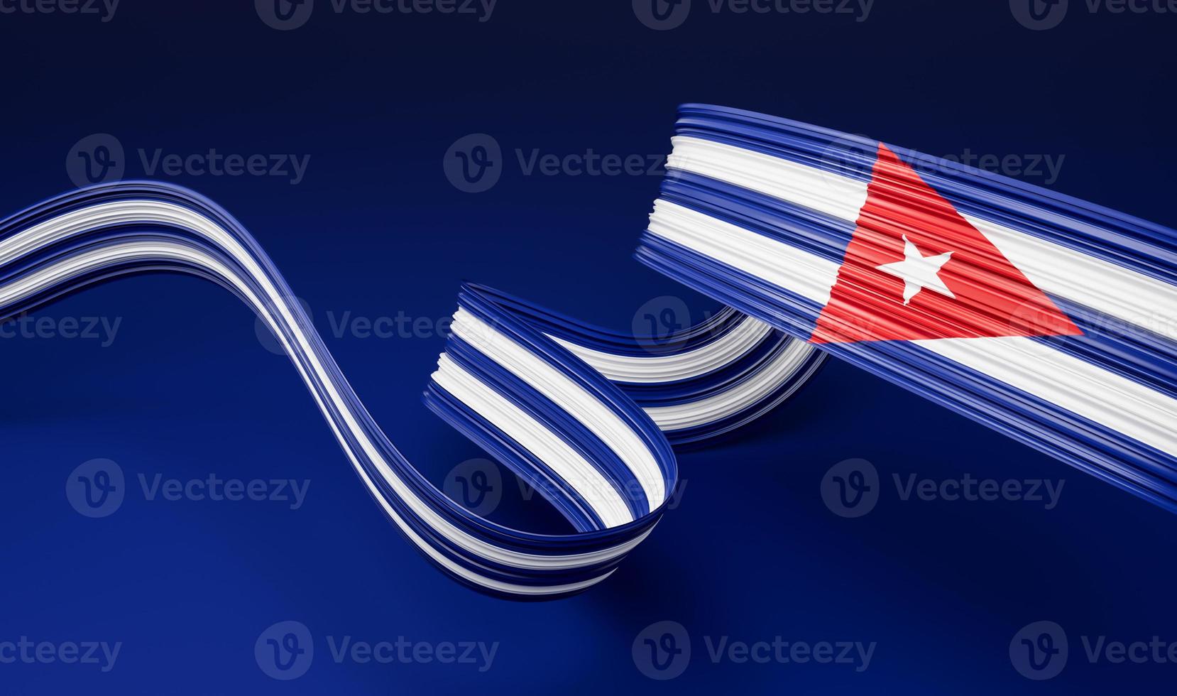 Cuba or Cuban flag wavy abstract ribbon background. 3d illustration. photo