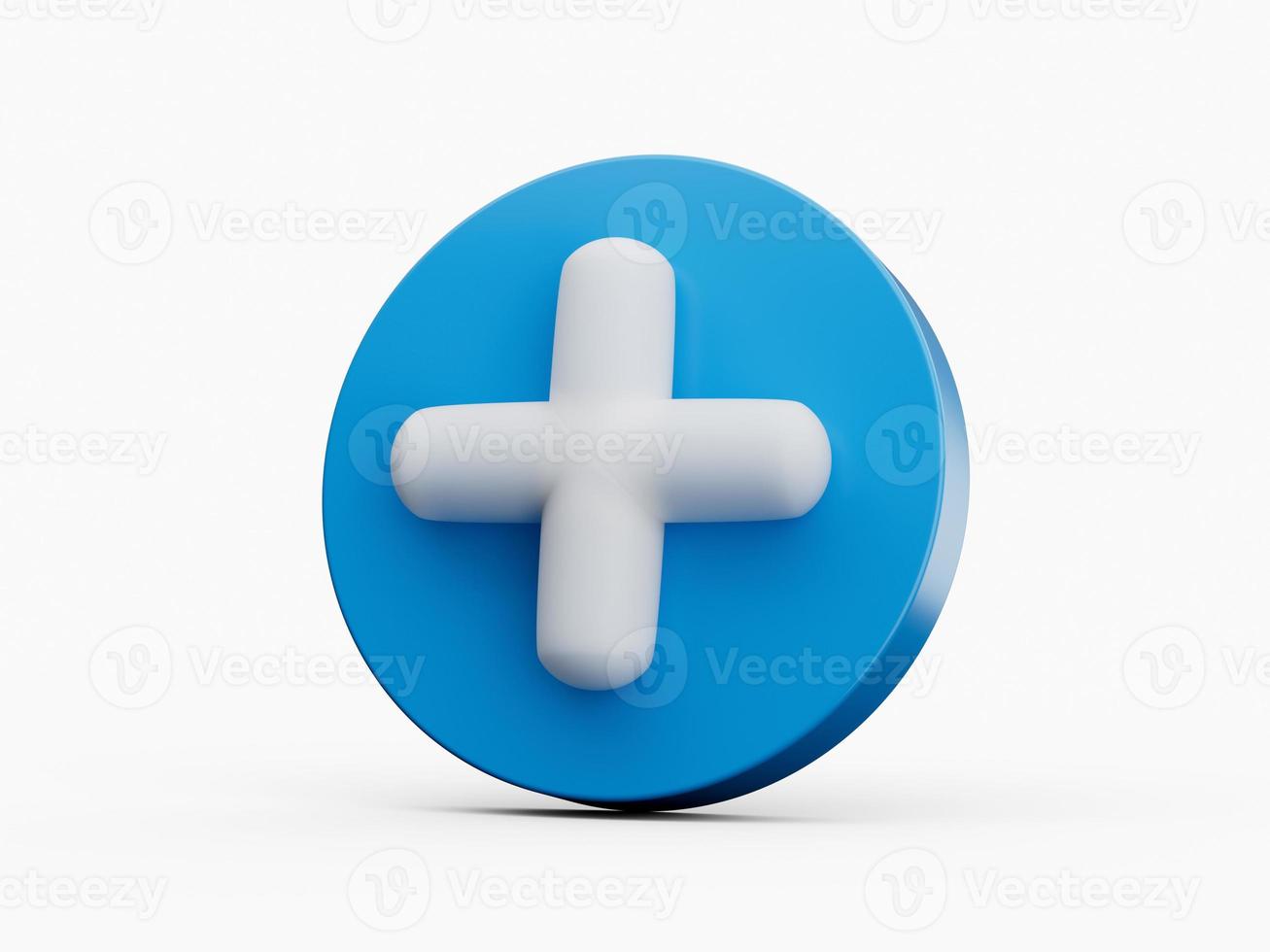 White Plus Icon on blue circle 3d illustration photo