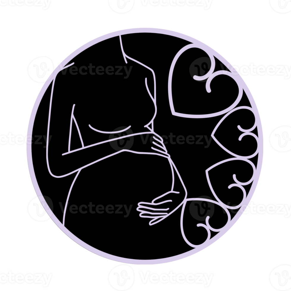 femme enceinte, symbole. icône. fond noir. png