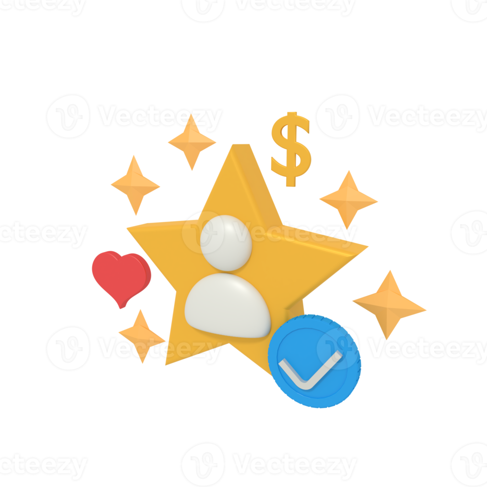 3d illustration of profile stars success png