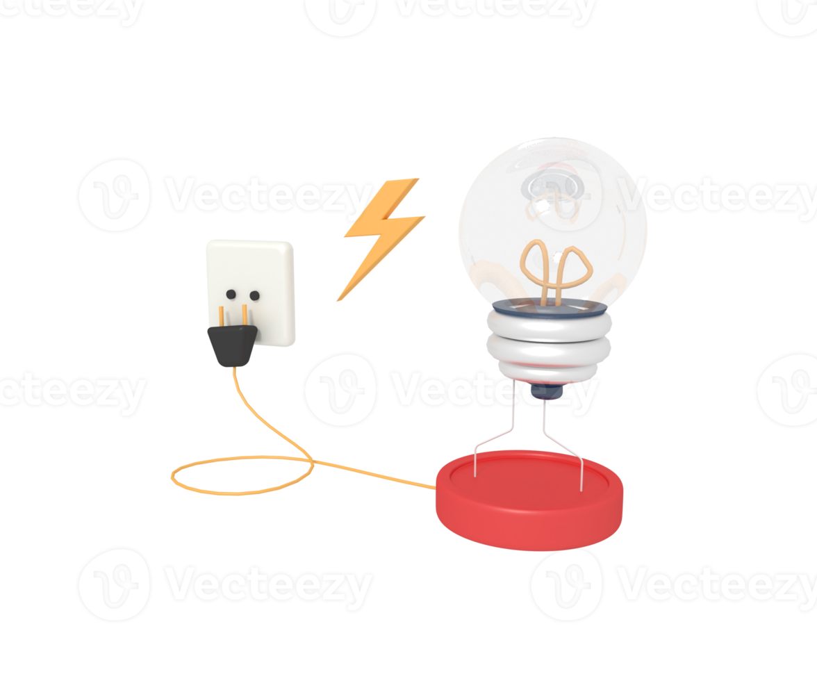 3d illustration d'ampoule et débranchez png