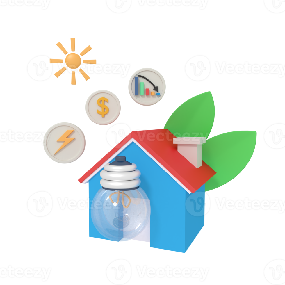 3d illustration of electricity saving png