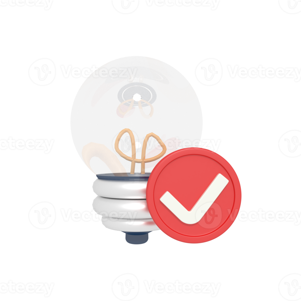 3D-Darstellung der Checkliste für den Erfolg der Glühbirne png
