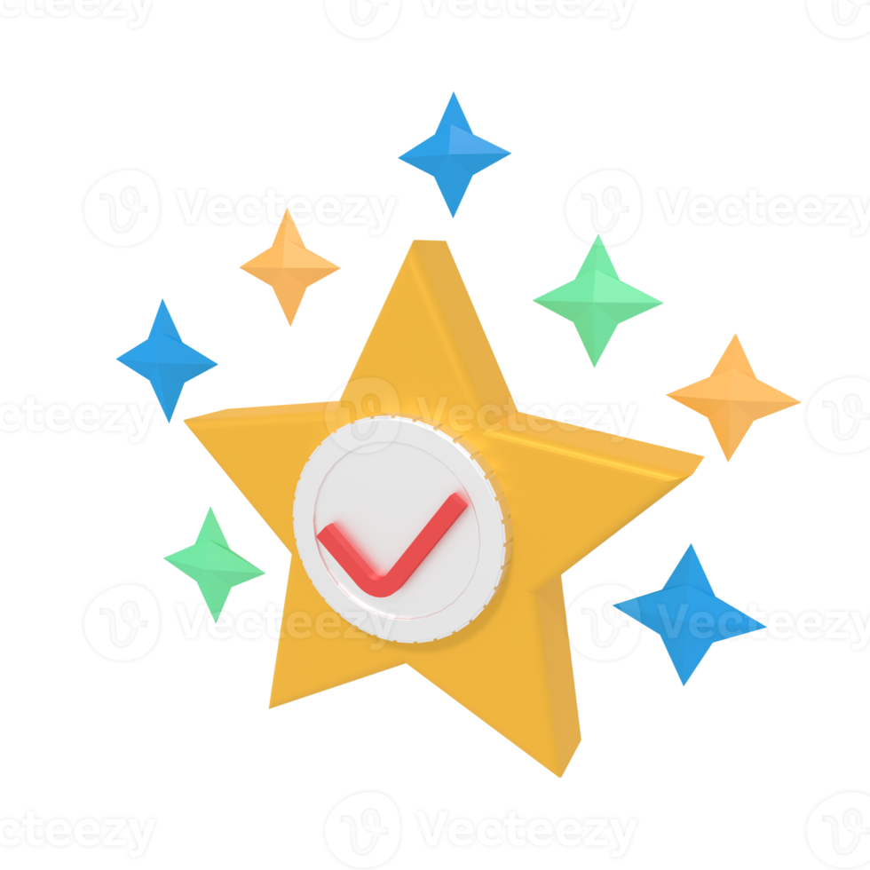 3d illustration of success stars approve png