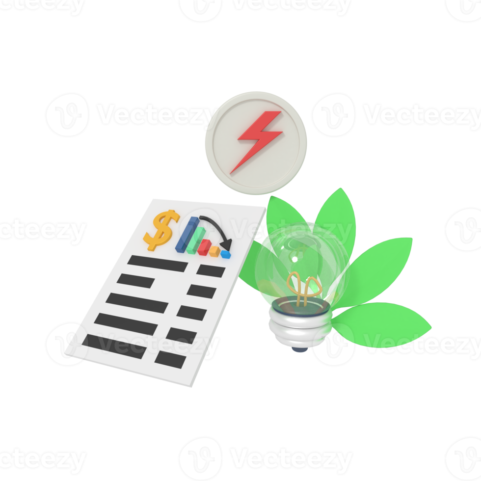 3d illustration of electricity saving png