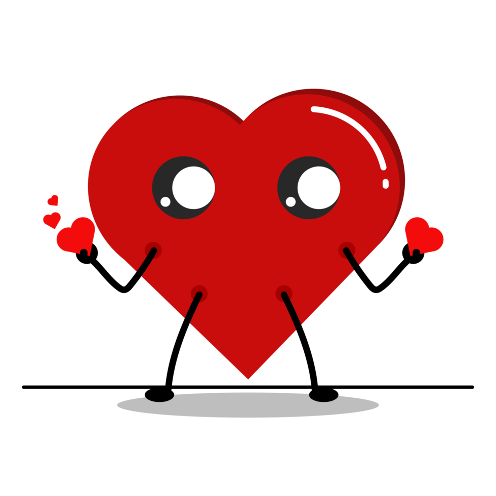 personaje de dibujos animados de corazón rojo. mini corazón. png