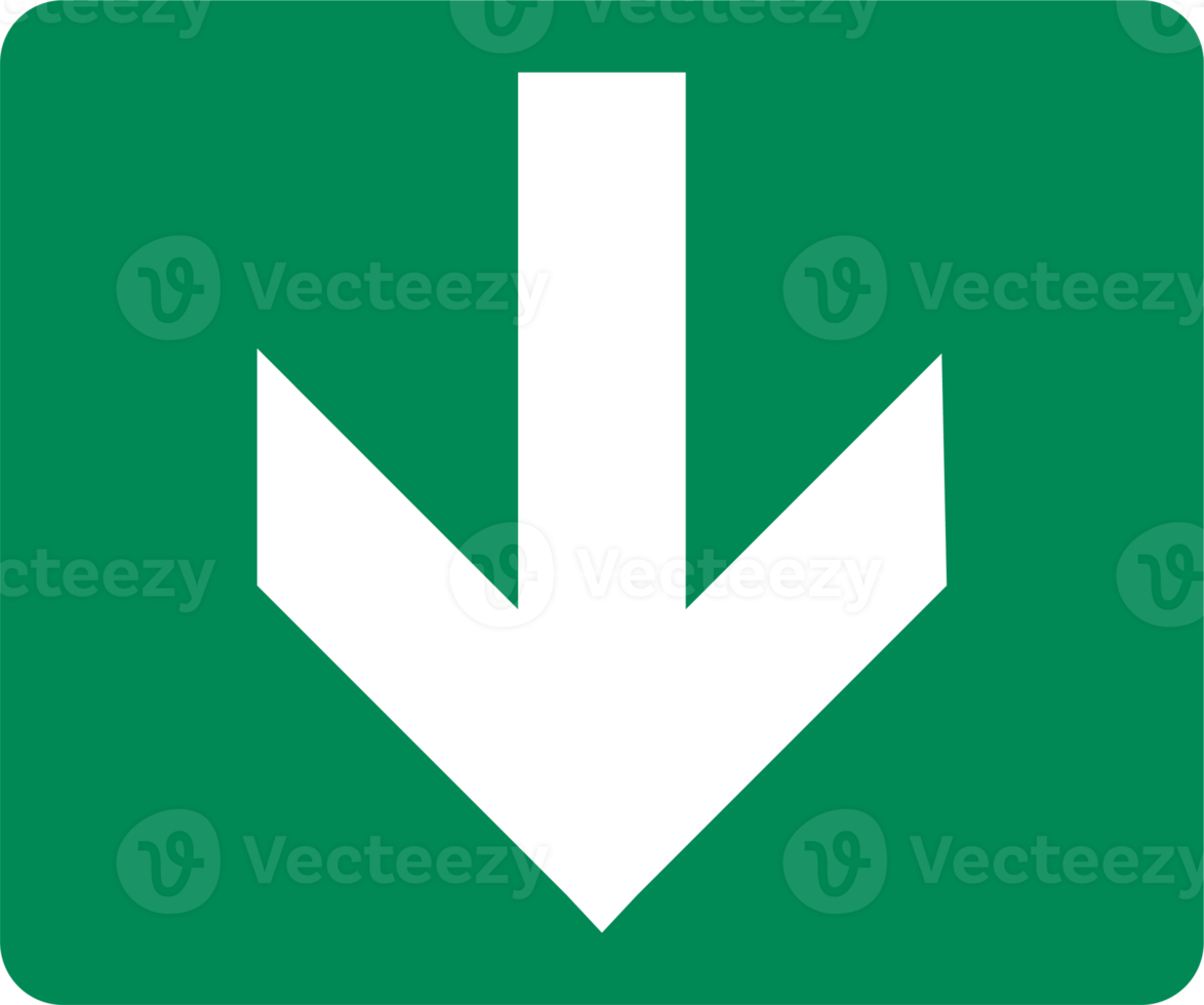 Bottom arrow direction signs. Green exit emergency icon. png