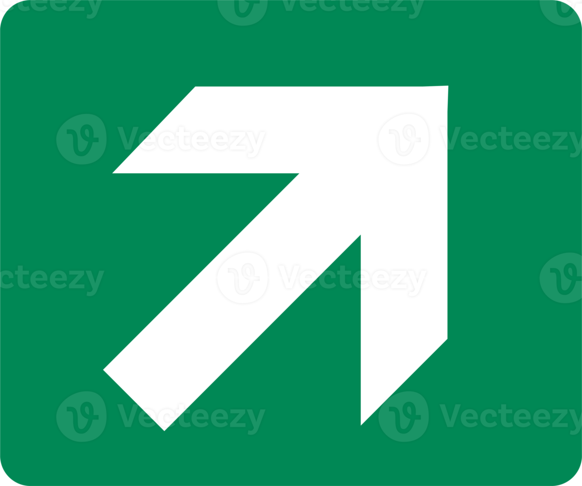 Top right arrow direction signs. Green exit emergency icon. png