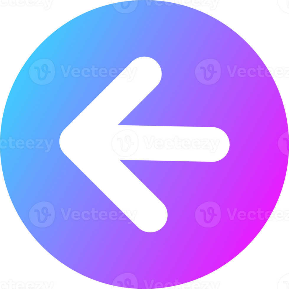 Solides Symbol für Pfeilrichtung nach links in Verlaufsfarben. schnittstellenzeichenillustration. png